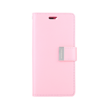 iPhone 14 Pro High-Quality Flip Wallet Case Cover - Shock-Resistant with Front Cover, Multiple Card Slots, Magnetic Closure and Media Stand Convertible -Gold & Pink